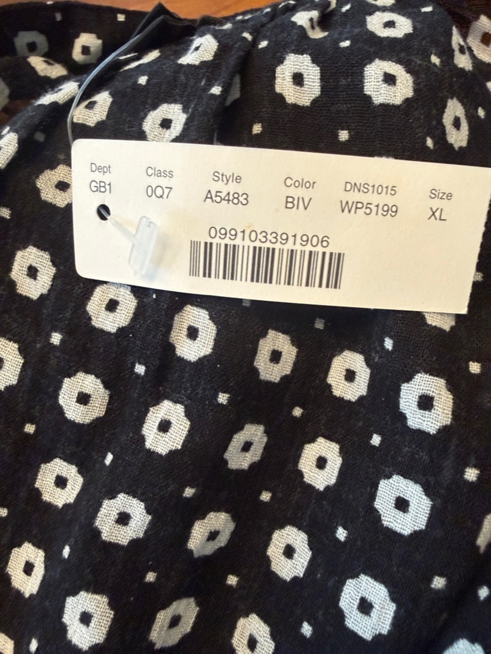 J CREW Tassel Tunic Swim Coverup Black & White Print size XL NWT - Picture 6 of 6